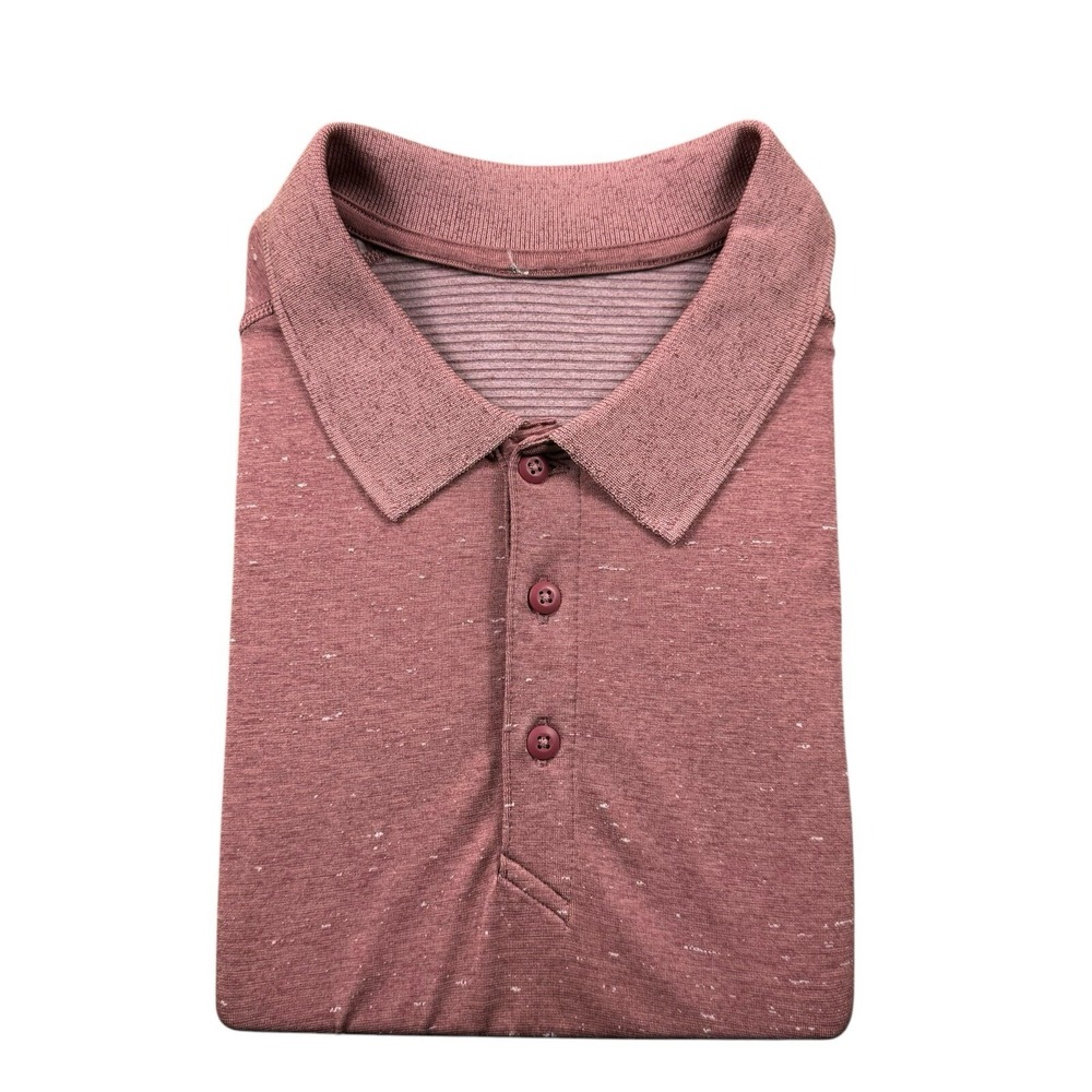 Lululemon Mens Evolution Performance Polo Shirt Heathered Red XL Short Sleeve